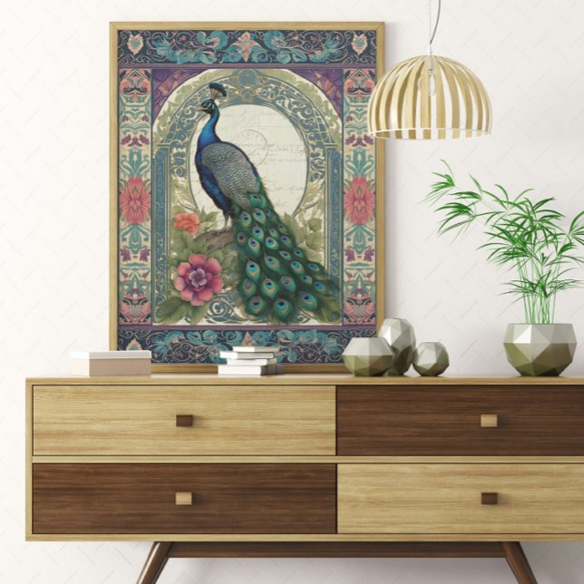 Peacock Elegant Purple Floral Ephemera Decoupage Wrapping Paper (Creator Uploaded)