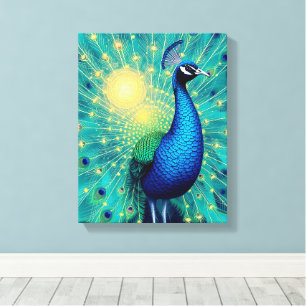 Peacock Energies in Bloom – Premium Wrapped Canvas