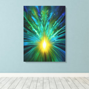 Peacock Energy Frequency Abstract for the Premium Canvas Print