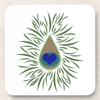 Peacock Eye Heart Shaped Coaster
