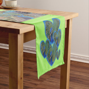 Peacock Faces Pattern Cust. Colour Table Runner