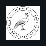 Peacock Family Stamp – Regal Radiance<br><div class="desc">Let your mail shimmer with the majestic beauty of this Peacock Family return address stamp. Featuring an intricately detailed Indian peafowl with plumage gracefully framing your family name, this design brings royal elegance to every envelope. Perfect for: Luxe wedding invitations Holiday cards that make a statement Families who appreciate opulent...</div>