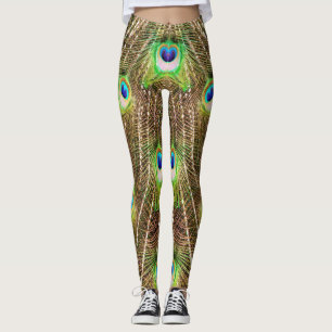 PEACOCK FANCY FEATHERS #3 GREEN LEGGINGS