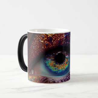 Peacock Fantasy Pretty Glitter Eye Closeup Magic Mug