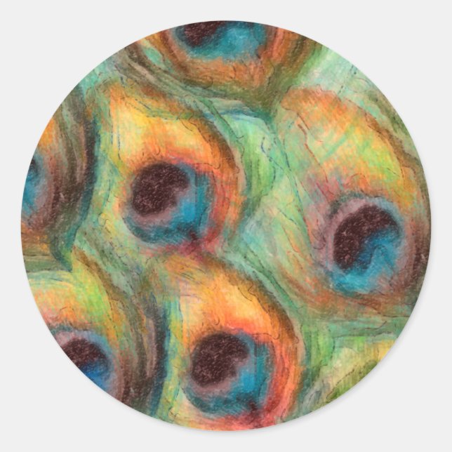 Peacock Fantasy Set 1117 Classic Round Sticker (Front)