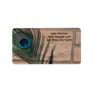 Peacock Feather and Bricks Address Labels