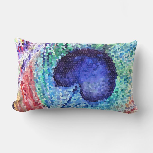 Peacock Feather Art Lumbar Cushion (Front)