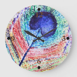 Peacock Feather Art Wall Clock