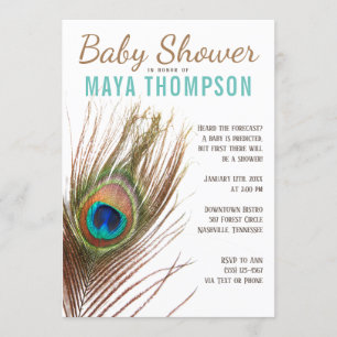 Peacock Feather Baby Shower Invitation