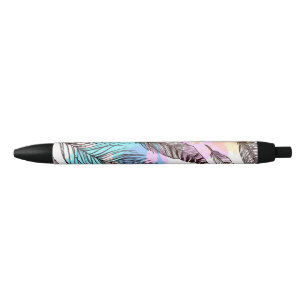 Peacock Feather Black Ink Pen