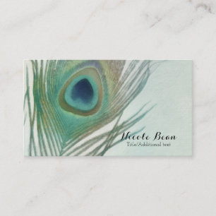 Peacock Feather Boho Chic Watercolor Custom Business Card