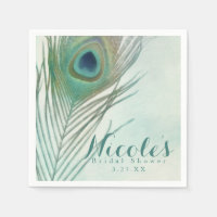 Peacock Feather Boho Chic Watercolor Custom Party