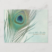 Peacock Feather Boho Chic Watercolor Save the Date