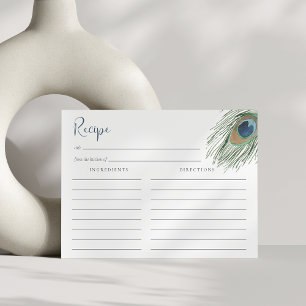 Peacock Feather Bridal Shower Recipe Card