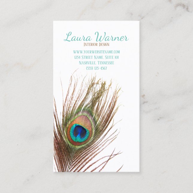 Peacock Feather Business Card (Front)