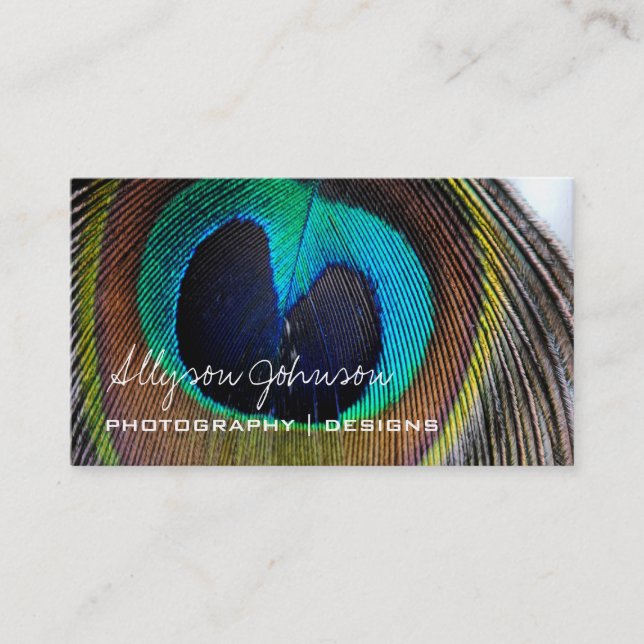 Peacock Feather Business Cards (Front)
