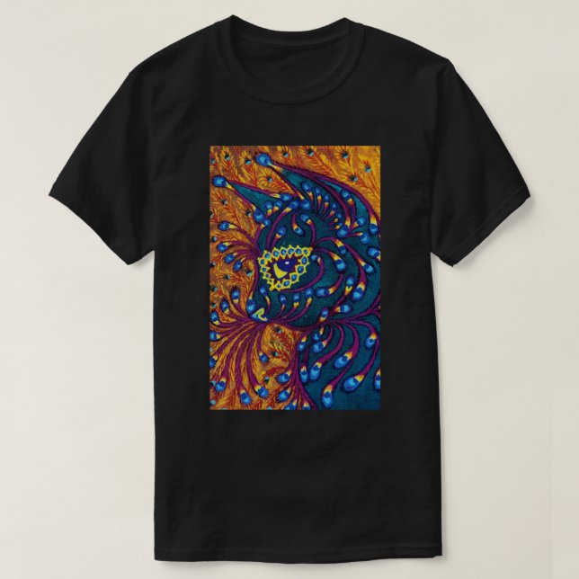 Peacock Feather Cat, Louis Wain T-Shirt (Design Front)