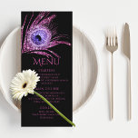 Peacock Feather Chic Glitter Pink Bat Mitzvah Menu<br><div class="desc">This design features an elegant pink glitter peacock feather on a black background with your Bat Mitzvah Menu information below. Personalise by editing the text in the text boxes. Designed for you by Evco Studio www.zazzle.com/store/evcostudio #mitzvah #batmitzvah #eventplanner #mazeltov #jewish #mitzvahswag #party #jewishlife #wedding #kosher #mitzvahlife #corporateevents #mitzvahparty #partyplanner #partyplanning...</div>