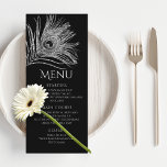 Peacock Feather Chic Glitter Silver Bat Mitzvah Menu<br><div class="desc">This design features an elegant silver glitter peacock feather on a black background with your Bat Mitzvah Menu information below. Personalise by editing the text in the text boxes. Designed for you by Evco Studio www.zazzle.com/store/evcostudio #mitzvah #batmitzvah #eventplanner #mazeltov #jewish #mitzvahswag #party #jewishlife #wedding #kosher #mitzvahlife #corporateevents #mitzvahparty #partyplanner #partyplanning...</div>