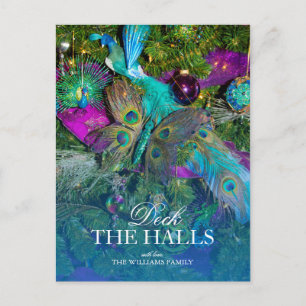 Peacock Feather Christmas Decorations Postcard