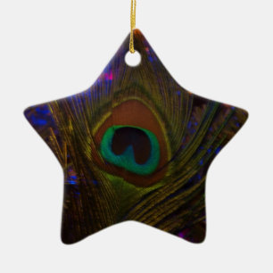Peacock Feather Christmas Star Ceramic Tree Decoration