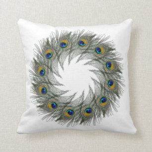 Peacock Feather Circles Cushion