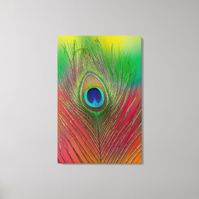 Peacock feather close-up canvas print (Front)