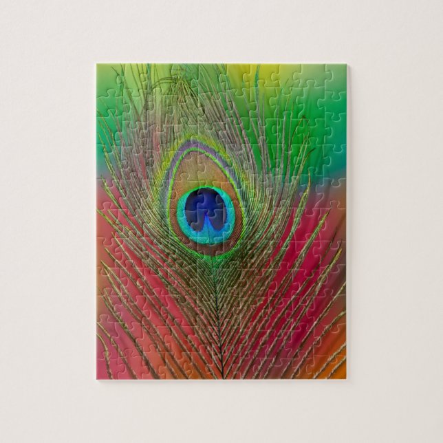 Peacock feather close-up jigsaw puzzle (Vertical)