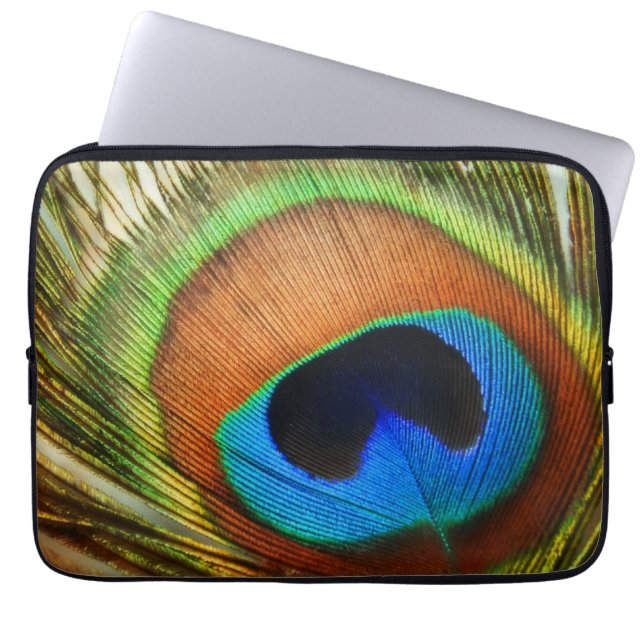 Peacock Feather Close-up photo Laptop Sleeve (Front)