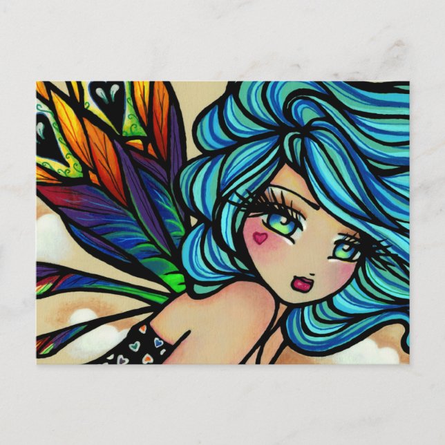 Peacock Feather Cloud Fairy Fantasy Postcard (Front)