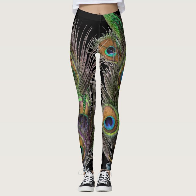 Peacock feather collage leggings (Front)