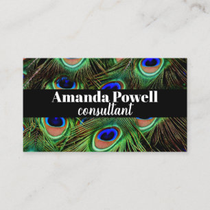 peacock feather custom business cards template