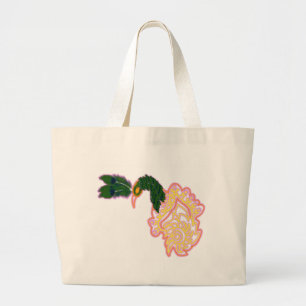 Peacock feather design large tote bag