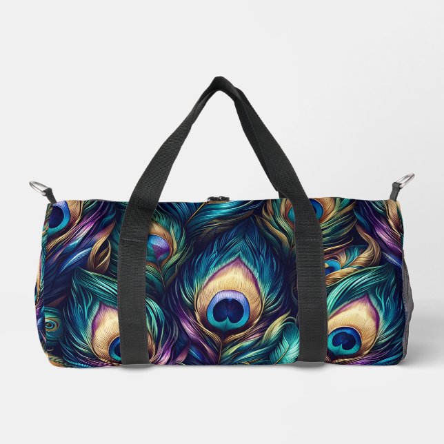 Peacock feather design unique duffle bag (Front)