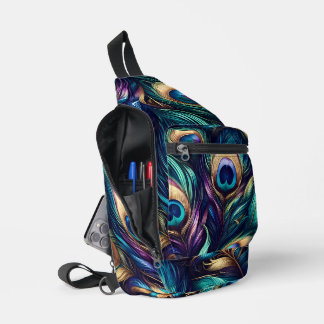 Peacock feather design unique sling bag
