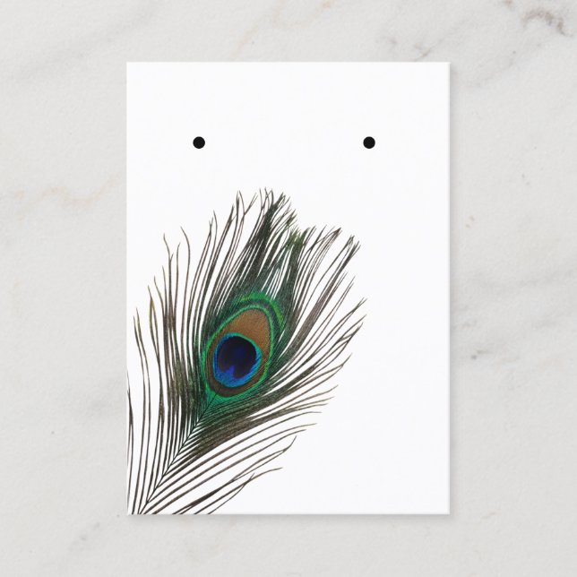 Peacock Feather Earring Jewellery Display Custom Business Card (Front)