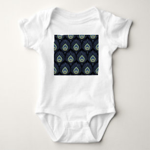 Peacock Feather: Elegant Pattern. Baby Bodysuit
