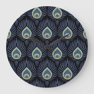 Peacock Feather: Elegant Pattern. Large Clock