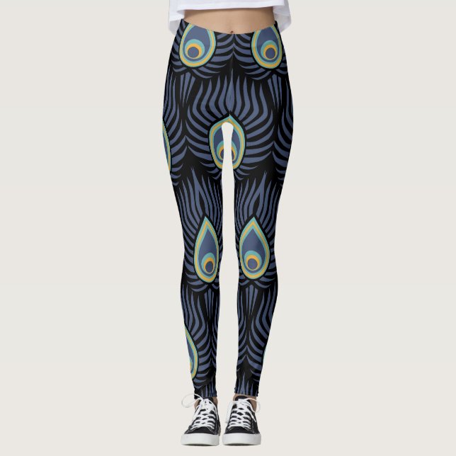 Peacock Feather: Elegant Pattern. Leggings (Front)