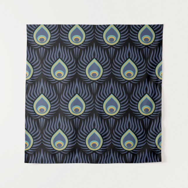 Peacock Feather: Elegant Pattern. Tapestry (Front)