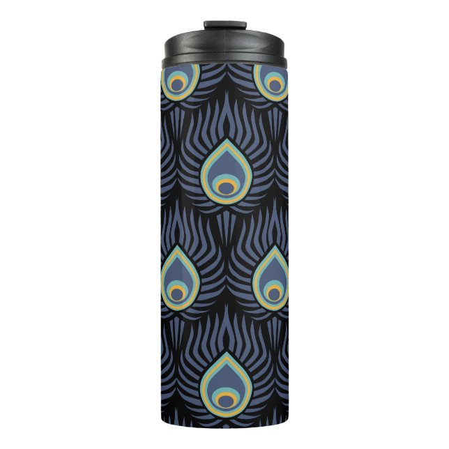 Peacock Feather: Elegant Pattern. Thermal Tumbler (Front)
