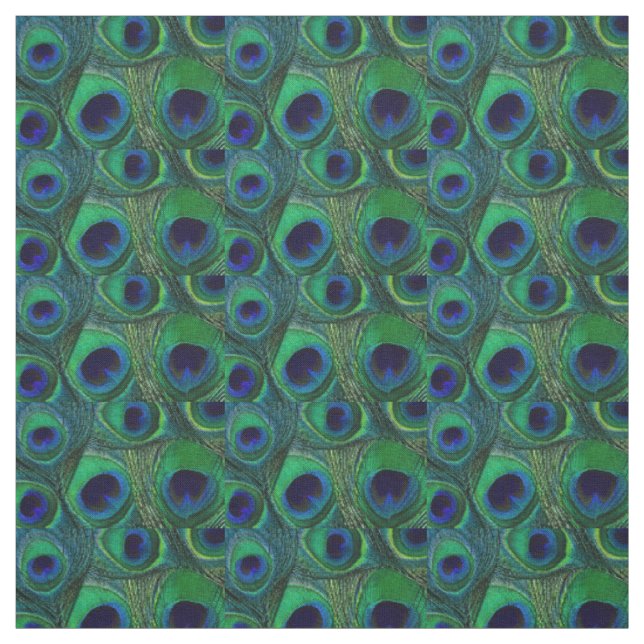 Peacock Feather Fabric - Green Teal Blue Navy (Swatch)