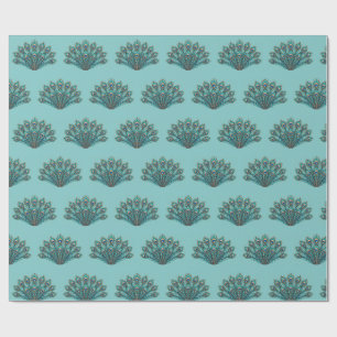 Peacock Feather Fan with Copper Eyes Wrapping Paper