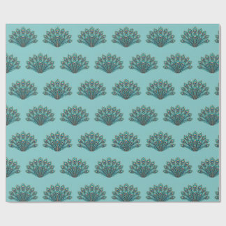 Peacock Feather Fan with Copper Eyes Wrapping Paper