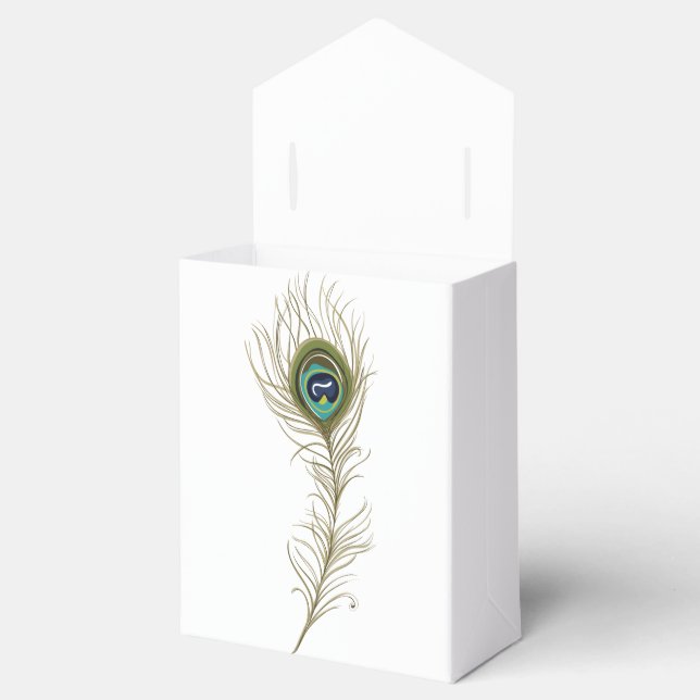Peacock Feather Favour Box (Opened)