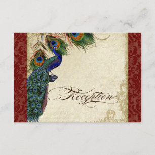 Peacock & Feather Formal Reception Invite Burgundy