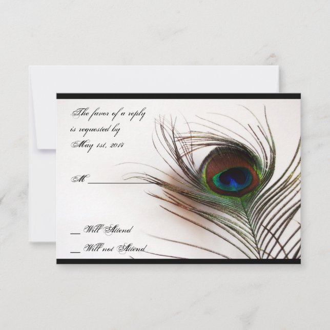 Peacock Feather Glamour Response Card (Front)