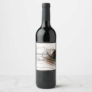 Peacock Feather Glamour Wine Label