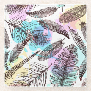 Peacock Feather Glass Coaster