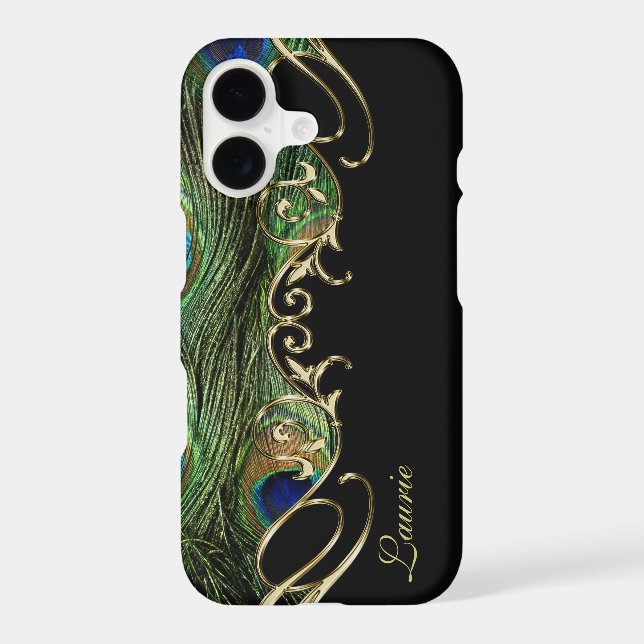 Peacock Feather Gold iPhone 7 Plus Monogram Case (Back)